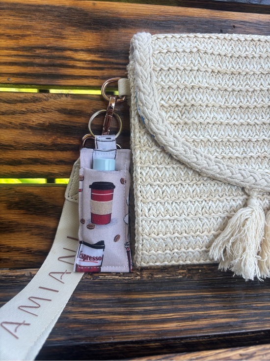 Hand Crafted Accessories - Coffee Keychain Chapstick Holder
